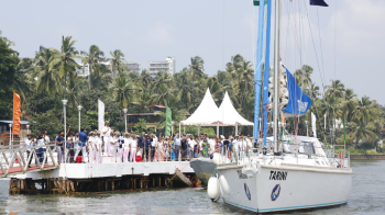 ﻿INSV Tarini sets sail for Navika Sagar Parikrama II