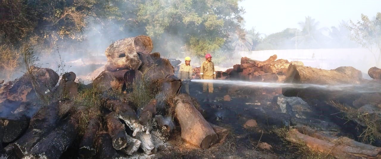 Wooden logs destroyed in   blaze at Curtorim saw mill