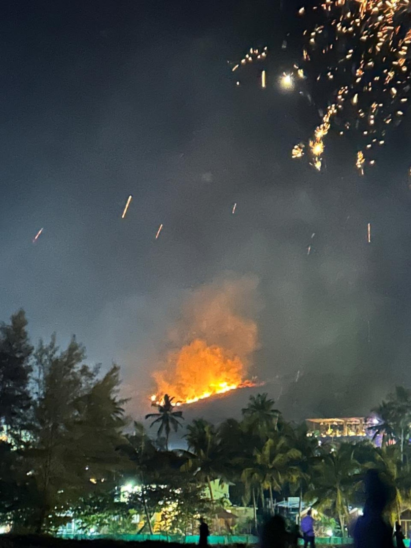 Fireworks linked to fire at plantation & trees in Mandrem