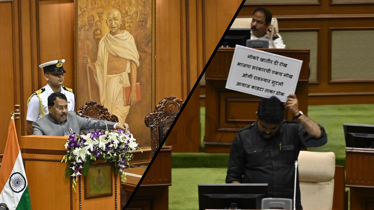 Opposition attempts to disrupt the session, Guv goes ahead with the speech