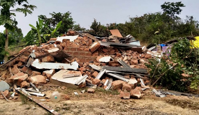 Illegal house razed at Dramapur