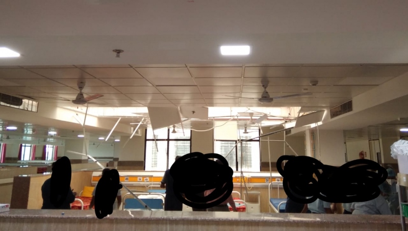 FALL OF FALSE CEILING ON 3RD FLOOR OF DIST HOSPITAL