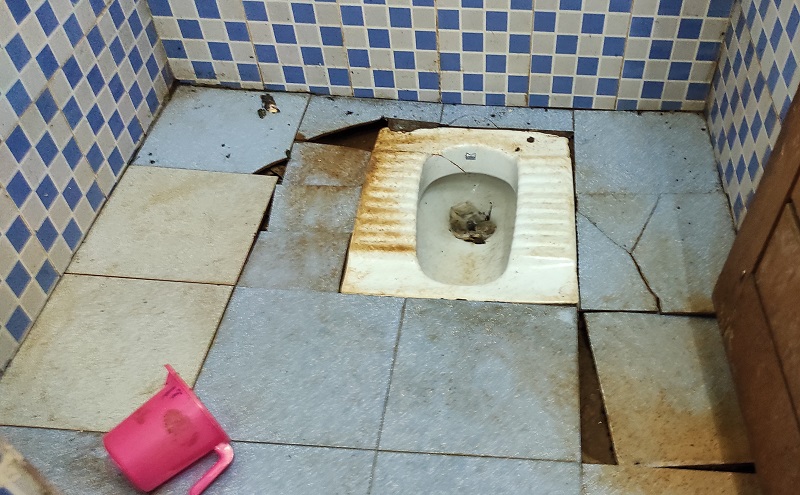 Male toilet at Margao police station in dilapidated condition