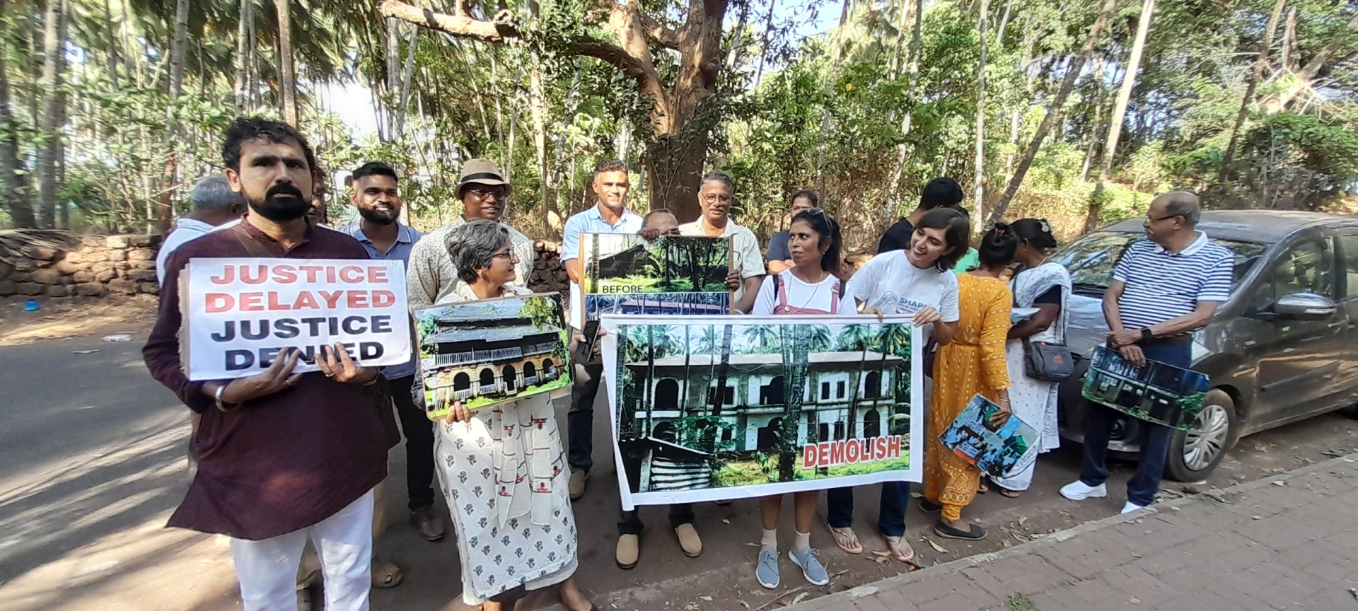 Activists protest against   Old Goa illegal structure